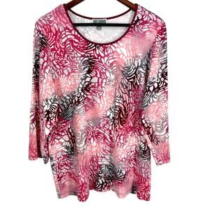 JM Collection Woman Plus Size 2X Pink Knit Blouse Shirt Top Cozy Warm Artsy